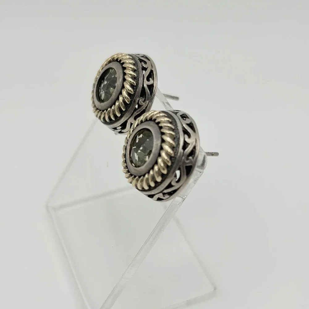 Arts Elegance AE Sterling Silver 14k Yellow‎ Gold/925 Pierced Earrings